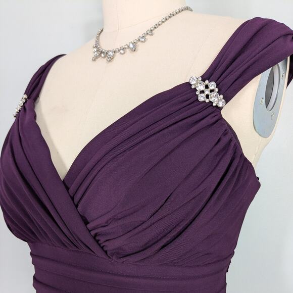 R M Richards Prom Dress Maxi Gown 16 Purple Y2K Mermaid Mesh Glam Elegant Formal - Picture 7 of 12